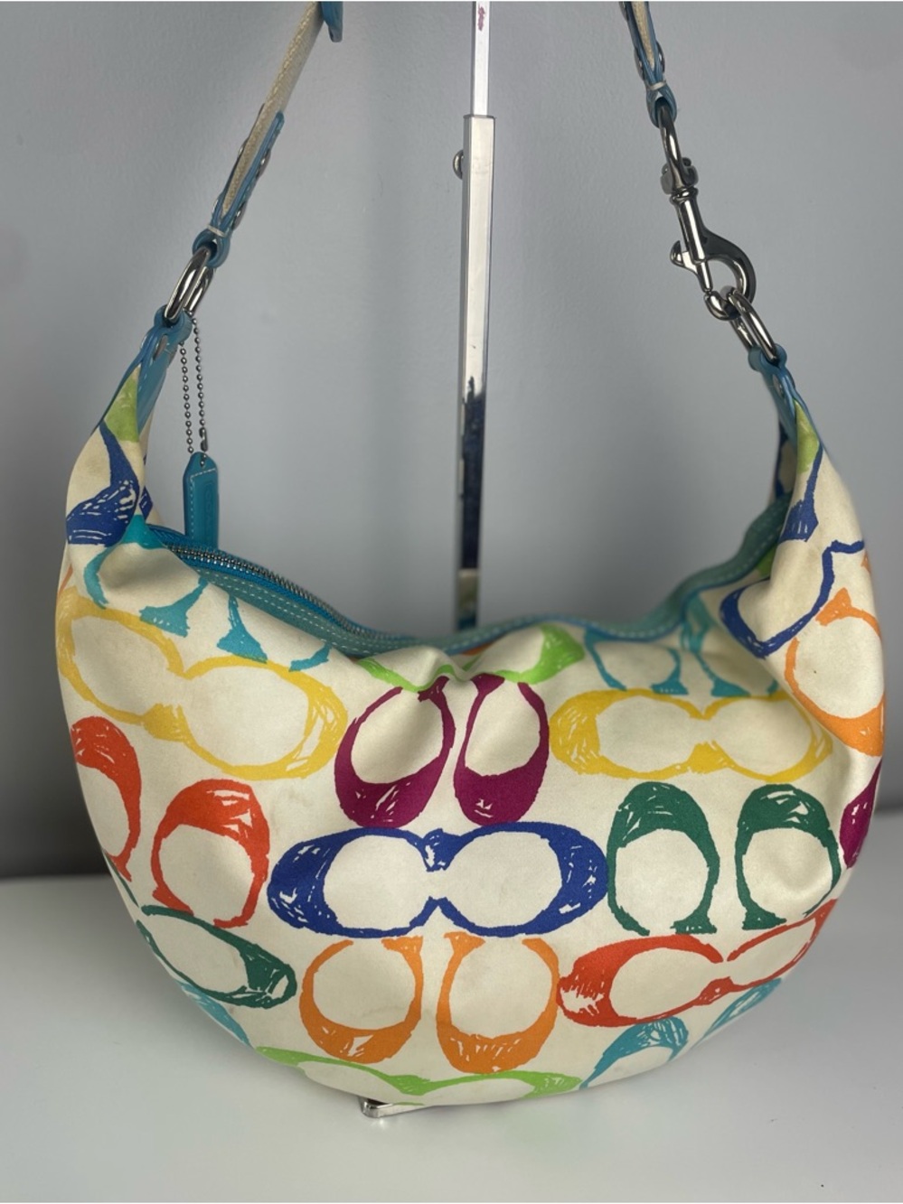 $25 LS 2004 Coach Vintage Large Hampton 5657 Rainbow Scribble Signature C Hobo - Picture 8 of 12